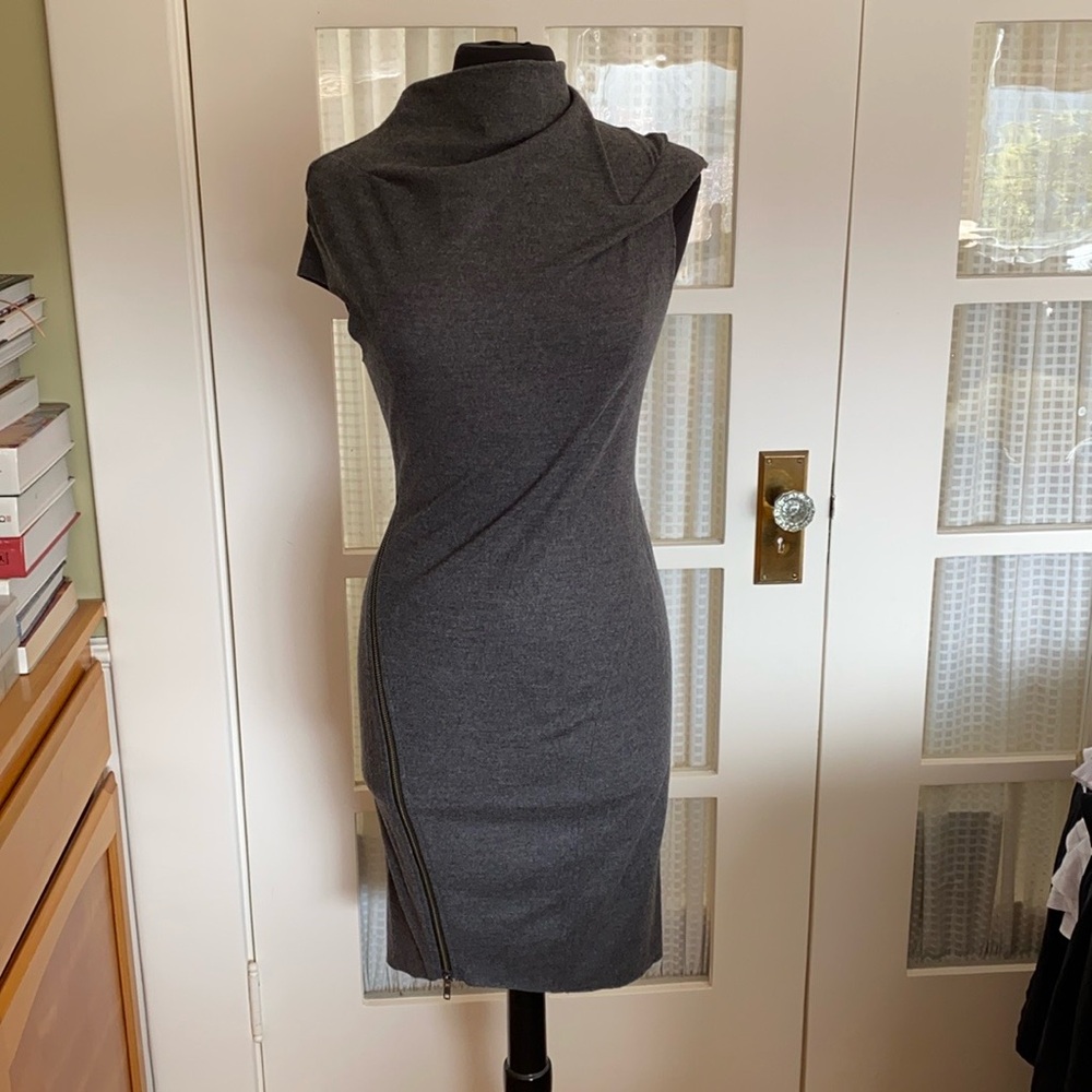 Helmut Lang One Shoulder Gray Dress